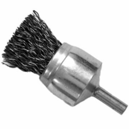 HOT MAX Mounted End Brush, 3/4 in Dia, 1/4 in Arbor/Shank, Crimped Bristle, 0.02 in Dia Bristle 22019